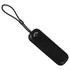 A black foldable charging cable with a wrist strap, featuring a sleek design and a logo.