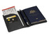 A grey passport wallet containing an Australian passport, boarding passes, a pen, and a card holder.