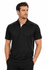 A black men's polo shirt featuring white detailing and a logo. Ideal for casual or active wear.