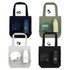 A tote bag in various colours with a drink bottle and caps, featuring logos on the bottle and caps.