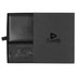 A black travel gift set featuring a wallet and luggage tag, presented in a sleek black box with a logo.