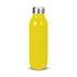 A drink bottle in bright yellow with a stainless steel cap and a sleek, modern design.