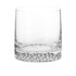 A drink tumbler with a textured clear glass base and smooth upper section. It has a simplistic, elegant design.