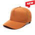 An orange cap featuring perforated sides and a solid front, with a curved brim and a logo.