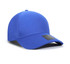 A blue cap made from 100% polyester fabric, featuring a sleek design and a logo on the front.