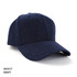 A navy cap with a textured fabric design and a curved peak, featuring a logo on the front.