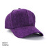 A purple cap with a textured fabric and a curved brim, featuring a logo on the front.