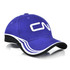 A purple cap featuring a white logo and black accents along the brim.