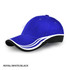 A royal blue cap with white and black accents and a curved visor, featuring a logo on the front.