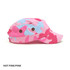 A hot pink and light blue camo military design cap with buttons, featuring a rounded crown and stiff brim.
