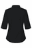 A black button-up shirt with 3/4 sleeves, featuring a classic collar and fitted design. Includes a logo.