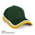A green cap with a yellow brim and white detailing, featuring a logo.