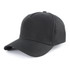 A black 5-panel cap made of 100% cotton, featuring a plain design and a logo on the front.