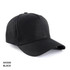 A black 5-panel cap made from 100% cotton, featuring a logo on the front.
