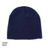 Acrylic two-tone beanie in navy colour, featuring a simple design and a logo. Ideal for headwear collection.