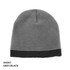 Acrylic two-tone beanie in grey and black, featuring a branding logo.