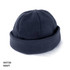 A navy polar fleece beanie with a rolled cuff, featuring a logo.