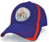 A blue cap with red accents and a circular logo featuring an architectural design.