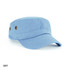 A military cap in sky blue with an adjustable strap and metal eyelets for ventilation.