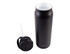A drink bottle in matte black with a removable lid and straw, featuring a logo on the side.