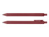 A set of two red ballpoint pens with a smooth finish and clip. Each pen features a tapered design.