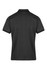 A black men's polo shirt with short sleeves, featuring a simple design and a collar. It has a logo on it.