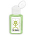 A green 30ml hand sanitiser gel bottle with a flip-top lid, containing 75% ethyl-alcohol and an aloe formulation.