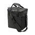 A black cooler bag with a zippered top, short handles, and a removable shoulder strap. It has an outer pocket and a logo.