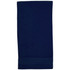 A navy Terry Velour Towel with a smooth texture, featuring a simple design and a branding logo at the bottom.