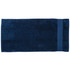 A deep navy blue beach towel featuring a smooth texture and a solid colour design, with a branded logo.