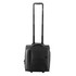 A wheeled underseat luggage in black with a retractable handle and front pocket, featuring branding on the side.