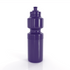 A drink bottle in a vibrant purple colour with a unique shape and a small dispensing spout, featuring a logo.
