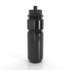 A drink bottle in sleek black, featuring a twist-off lid and textured grip. Includes a logo design.