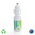 A drink bottle in white with a colourful music-themed design and a logo, featuring a black pull-top.