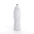 A drink bottle in white, featuring a sleek design and a cap at the top, with a logo present.