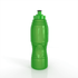 A green drink bottle with a textured grip and a lid, featuring a logo on the side.
