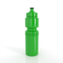A drink bottle in vibrant green, featuring a twist-off lid and a sleek, contoured design. It has a logo on the surface.