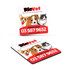 A square fridge magnet featuring illustrations of a dog and a cat, with a red and white colour scheme and a logo.