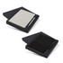 A gift set featuring a black notebook and pen, presented in a sleek black box with a minimalist design.