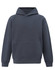 A unisex premium fleece oversized hoodie in a navy blue shade, featuring a hood and a front pocket.