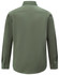 A Men's smart casual long-sleeve shirt in olive green with a collar and buttoned cuffs, featuring a logo on the back.
