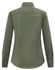 An olive green ladies' long-sleeve shirt with a collar and buttoned cuffs, featuring a back view and logo branding.