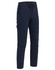 Navy blue DWR water repellent flexi work pants with a drawstring waist and side pockets, featuring branding.
