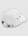 A white baseball cap featuring a buckle adjustment and ventilation holes. The cap has a logo on it.
