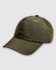 A washed khaki baseball cap featuring a curved brim and ventilation holes, with a subtle logo.