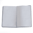 A2 space A5 notebook with a plain, blank, white interior and a dark cover. It features a logo on the front.