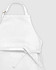 A white apron with a neck strap and waist ties, featuring a logo.