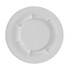 A white pet bowl featuring a raised rim and four notches for stability. It has a simple, smooth design.