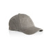 A faded cap in a muted grey colour, featuring a logo on the side, displayed at an angle.