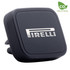 A rectangular black car phone holder with a silver logo, designed for mounting phones.